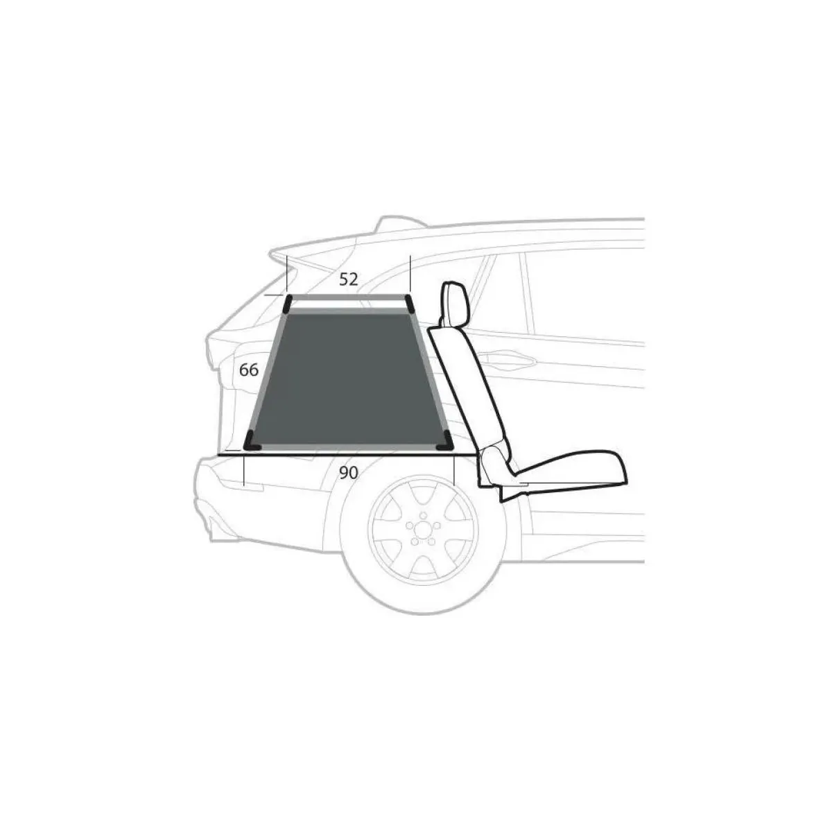 Online auto-hondenbench 55 x 90 x 66H cm Autobenches & Accessoires