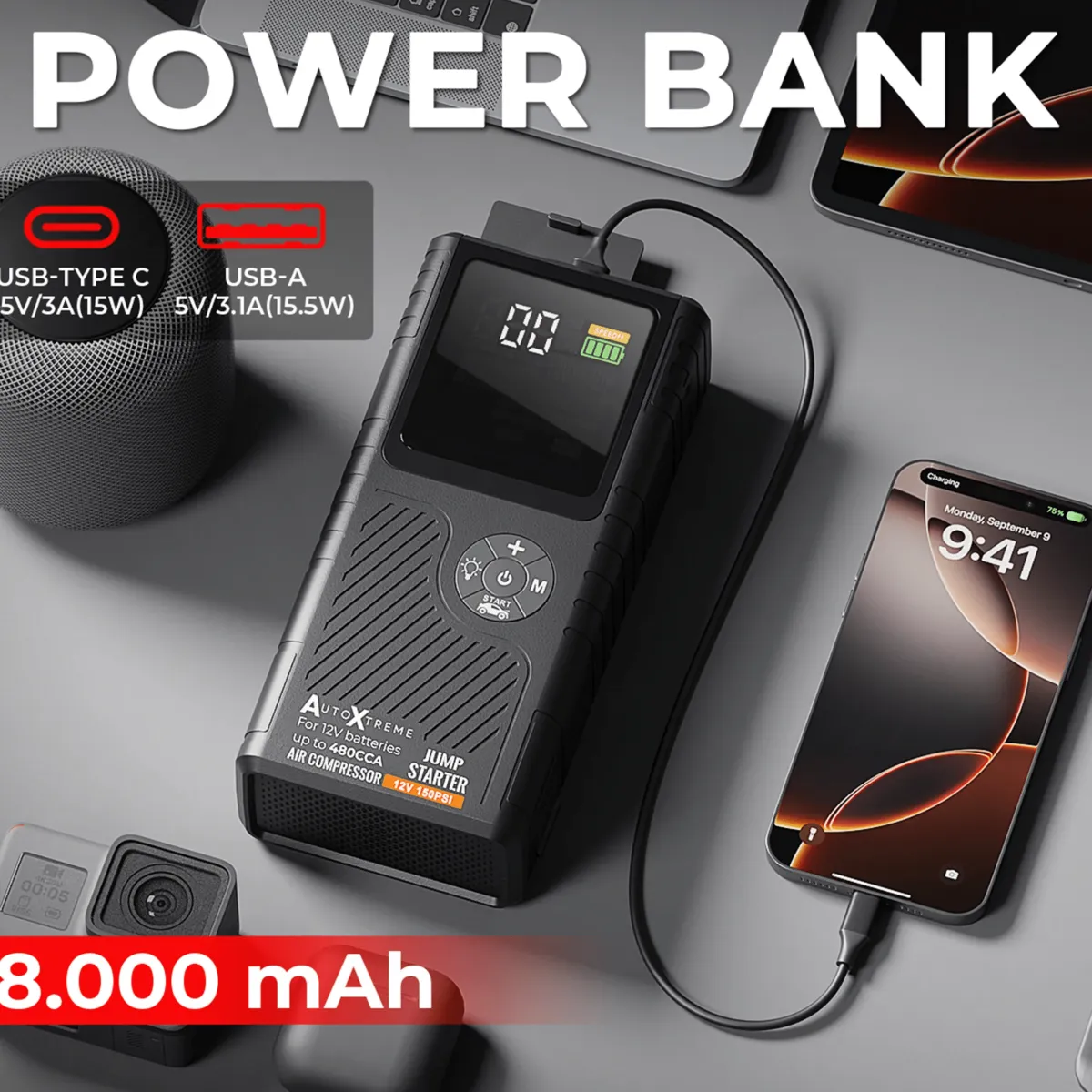 Clearance Boost Air Micro - Compressor Jumpstarter - 480CCA Acculaders & Starthulpen