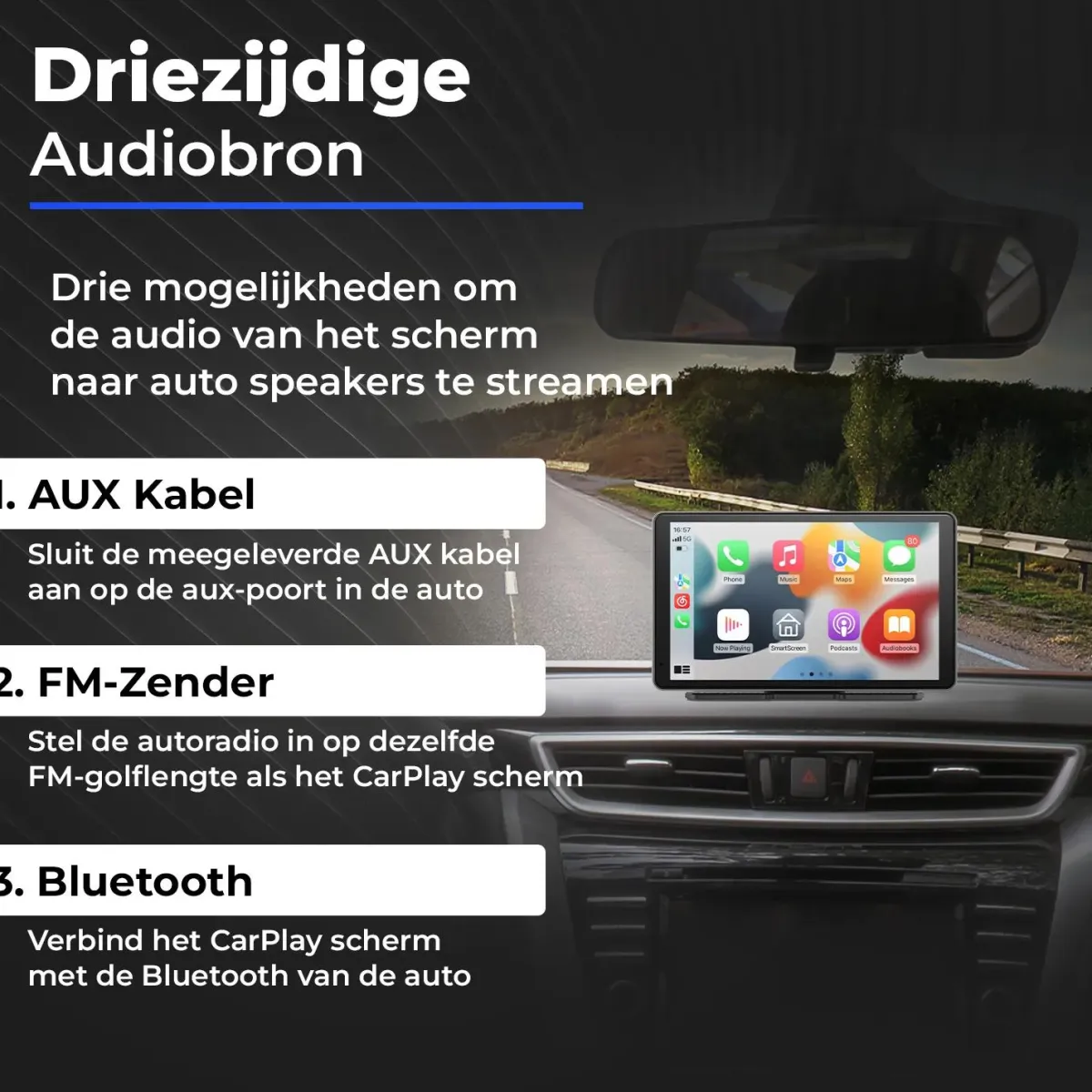 Best CarPlay/Android Auto scherm 7 inch Opzetschermen