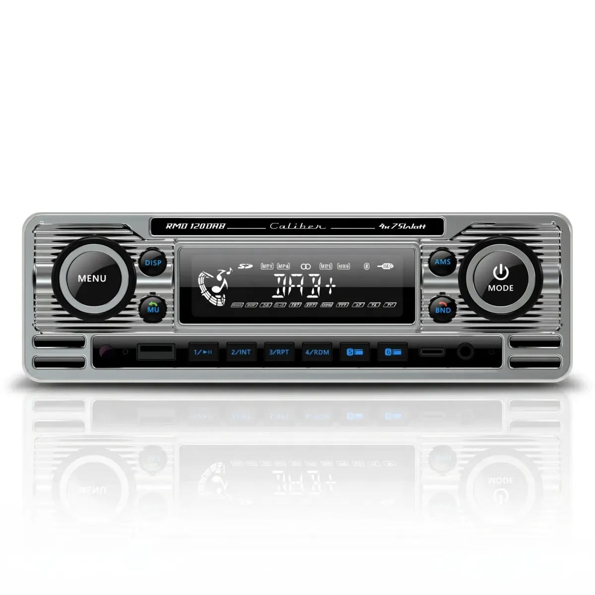 Clearance 1-DIN Retro DAB+ Autoradio Chroom Bluetooth Autoradio'S