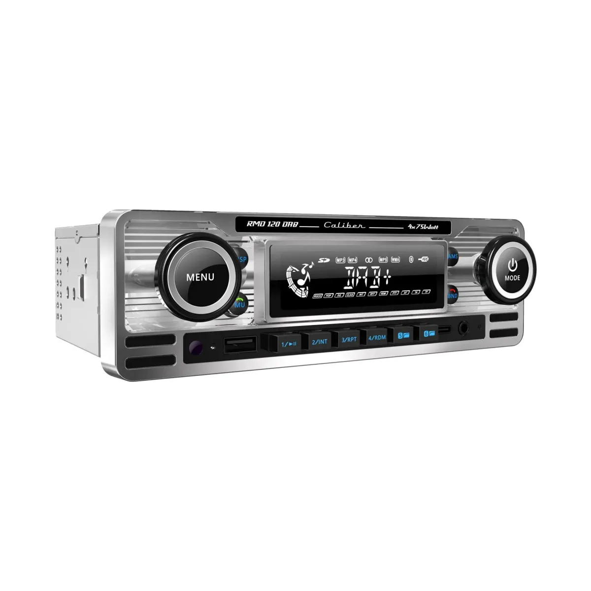 Clearance 1-DIN Retro DAB+ Autoradio Chroom Bluetooth Autoradio'S