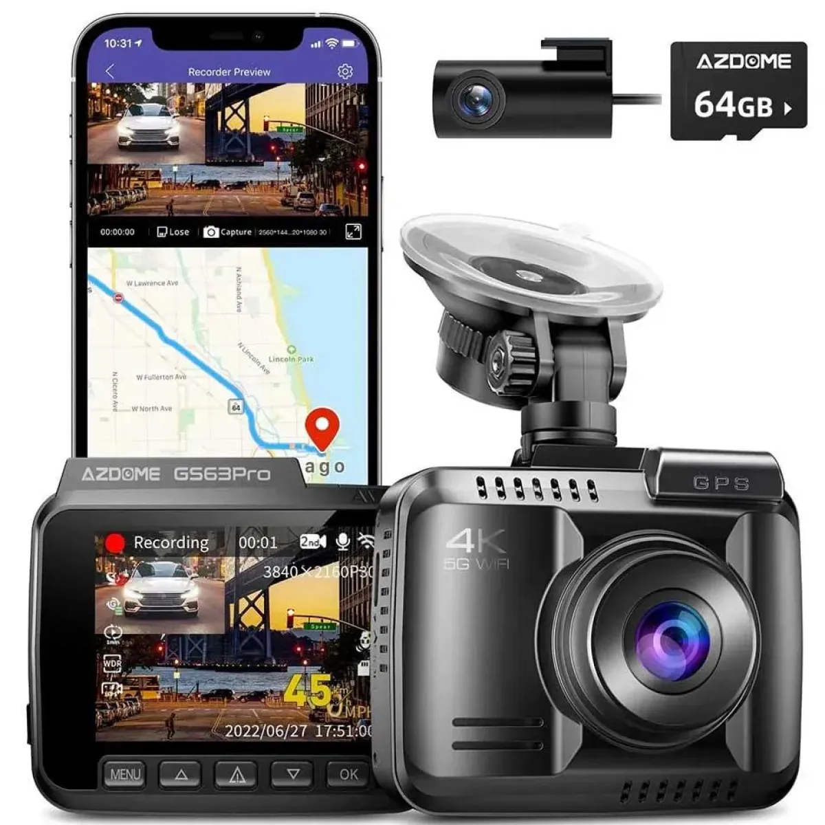 Clearance GS63H Pro True 4K 2CH Wifi GPS 64gb Dashcams