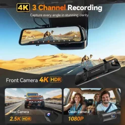 Discount G900 Tripro cabin 3CH 4K Wifi GPS 256gb Mirror Dashcams