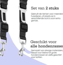 Discount Hondengordel voor Auto - 2 stuks - Zwart Autobenches & Accessoires