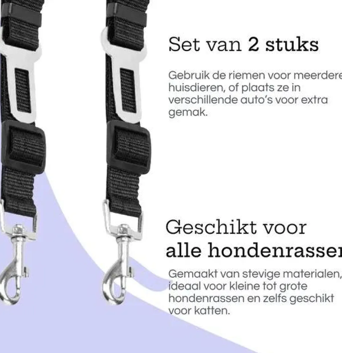 Discount Hondengordel voor Auto - 2 stuks - Zwart Autobenches & Accessoires