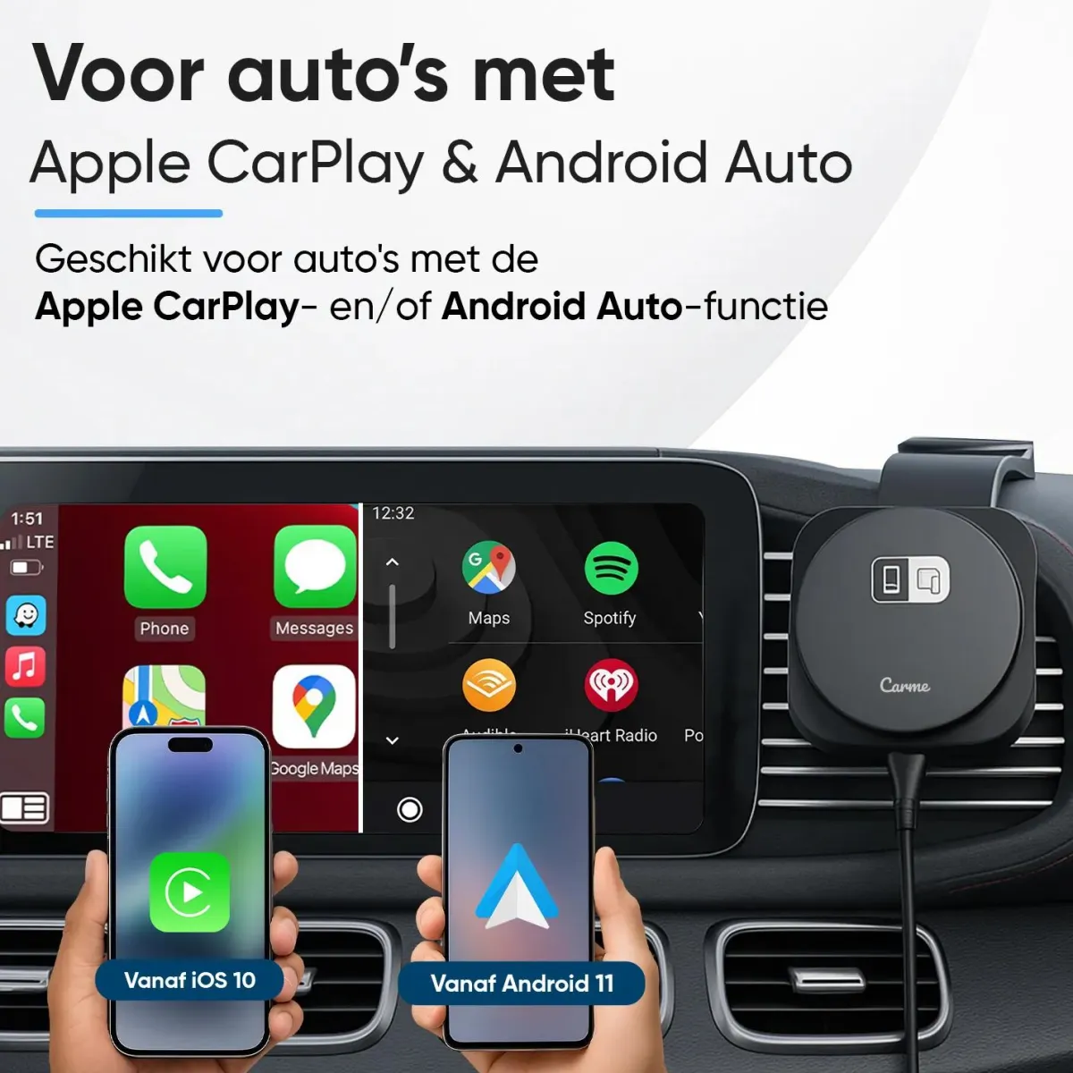 Clearance 4-in-1 CarPlay & Android Auto Dongle Pro Draadloze Ontvangers