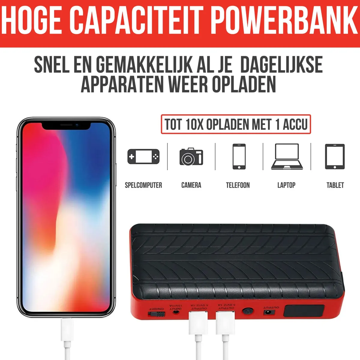 Outlet Jumpstarter voor Auto 4-in-1 - 1000A Acculaders & Starthulpen