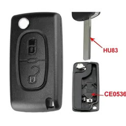 Outlet Klapsleutelbehuizing 2 knops geschikt voor Peugeot Autosleutelhoesjes