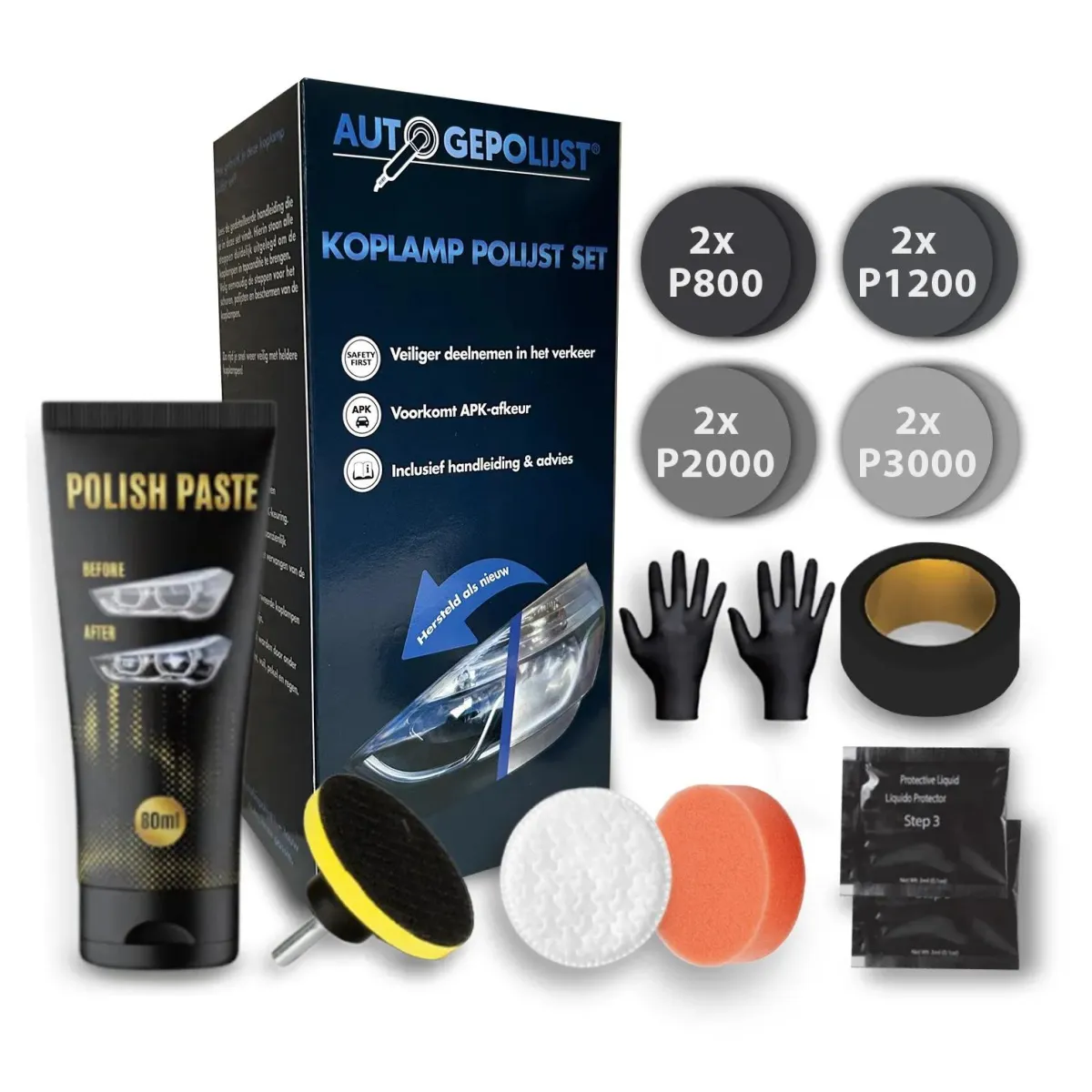 New Koplamp Polijst Set - Restauratie Kit - 16 Delig Auto Polijsten