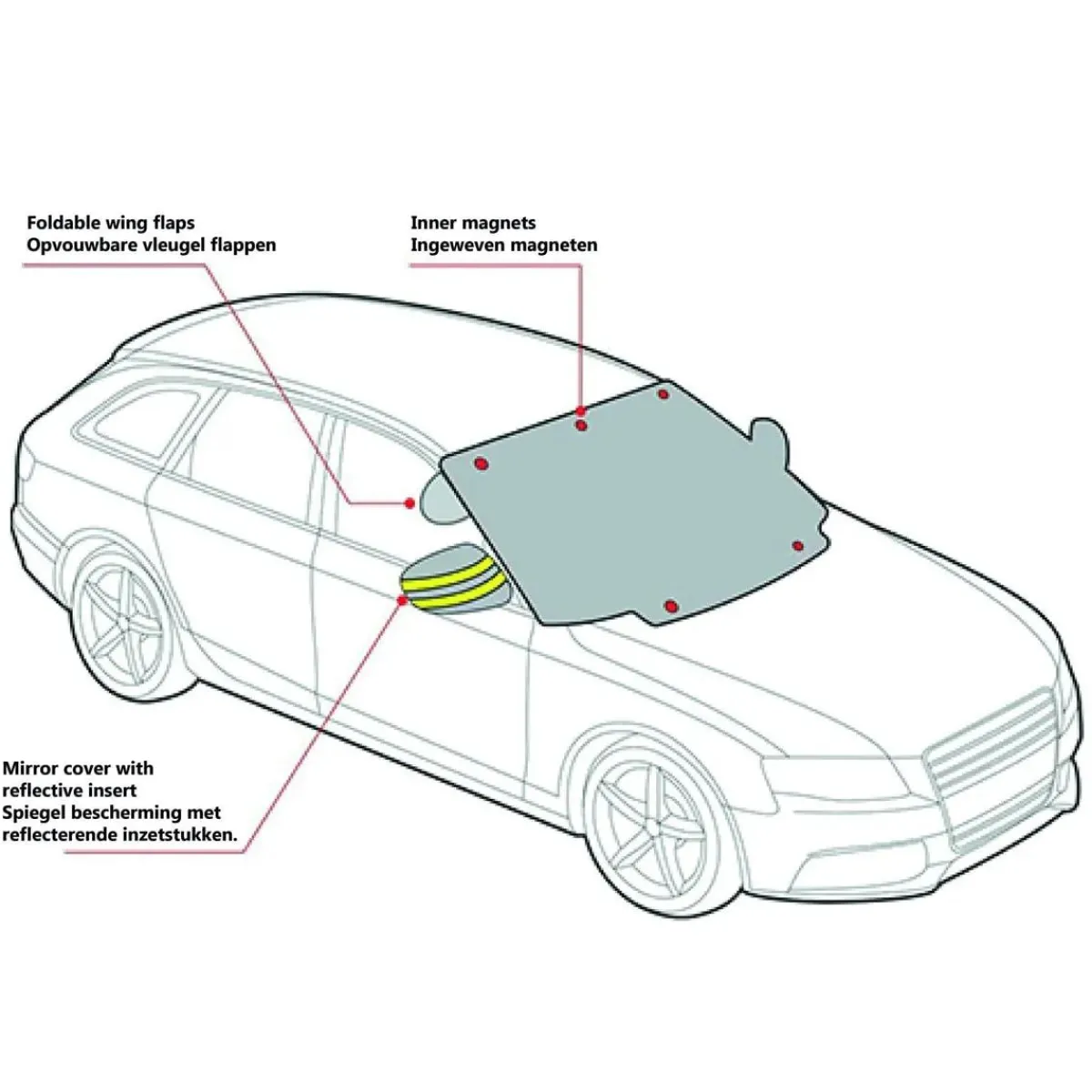 Clearance Magnetische hoes voor ruit en auto-spiegels Antivries Dekens