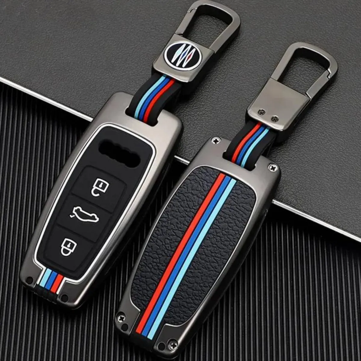 Online Metalen Sleutelhoesje voor Audi grijs D3 Autosleutelhoesjes