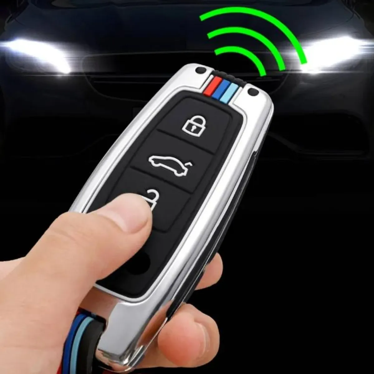 Online Metalen Sleutelhoesje voor Audi grijs D3 Autosleutelhoesjes
