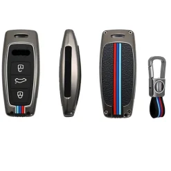 Online Metalen Sleutelhoesje voor Audi grijs D3 Autosleutelhoesjes
