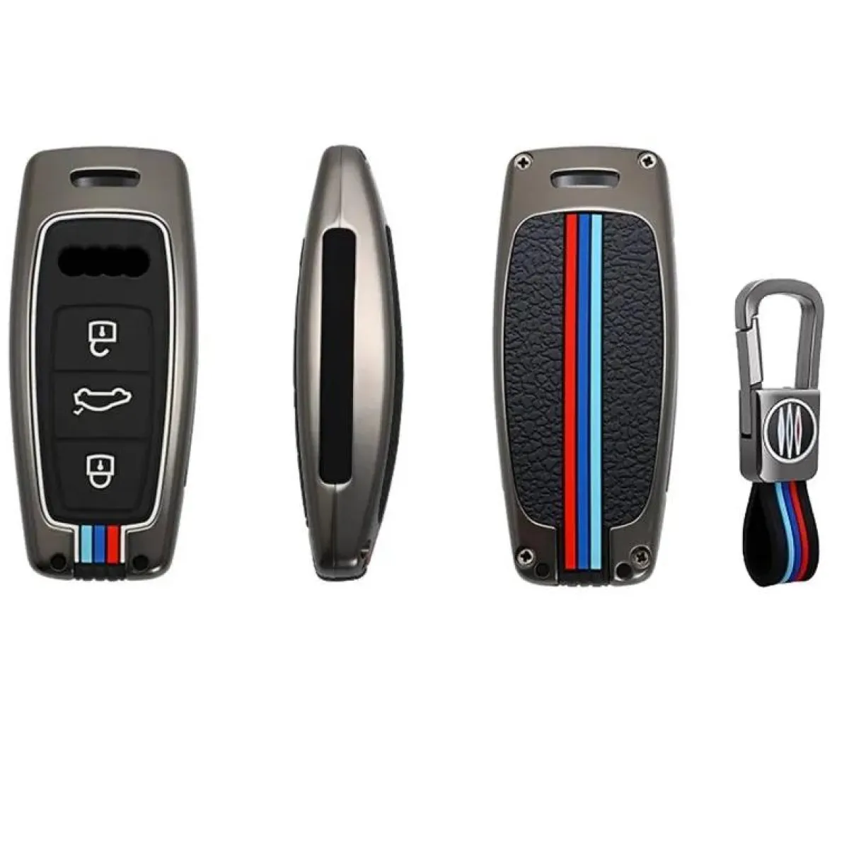 Online Metalen Sleutelhoesje voor Audi grijs D3 Autosleutelhoesjes
