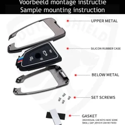 Clearance Metalen Sleutelhoesje voor Bmw grijs B4A Autosleutelhoesjes