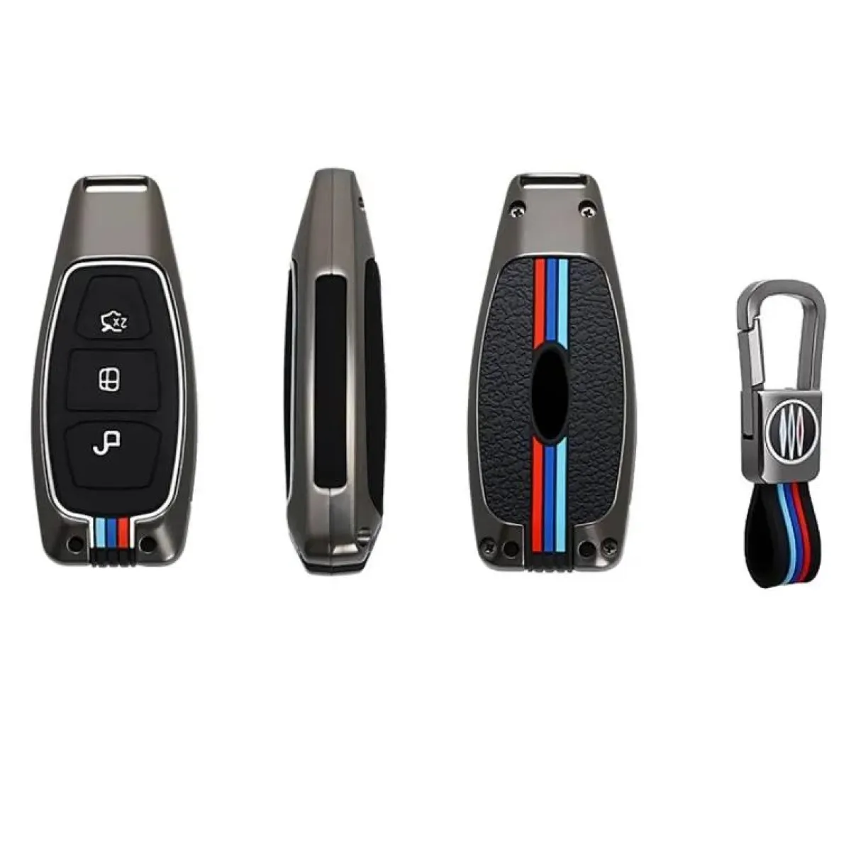 Discount Metalen Sleutelhoesje voor Ford grijs K3 Autosleutelhoesjes