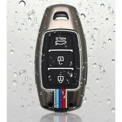 Metalen Sleutelhoesje voor Hyundai grijs D3 Autosleutelhoesjes
