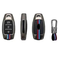 Metalen Sleutelhoesje voor Hyundai grijs D3 Autosleutelhoesjes