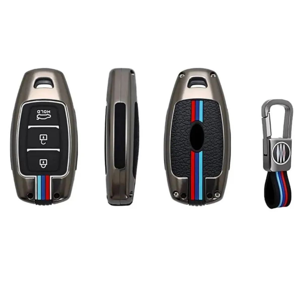 Metalen Sleutelhoesje voor Hyundai grijs D3 Autosleutelhoesjes