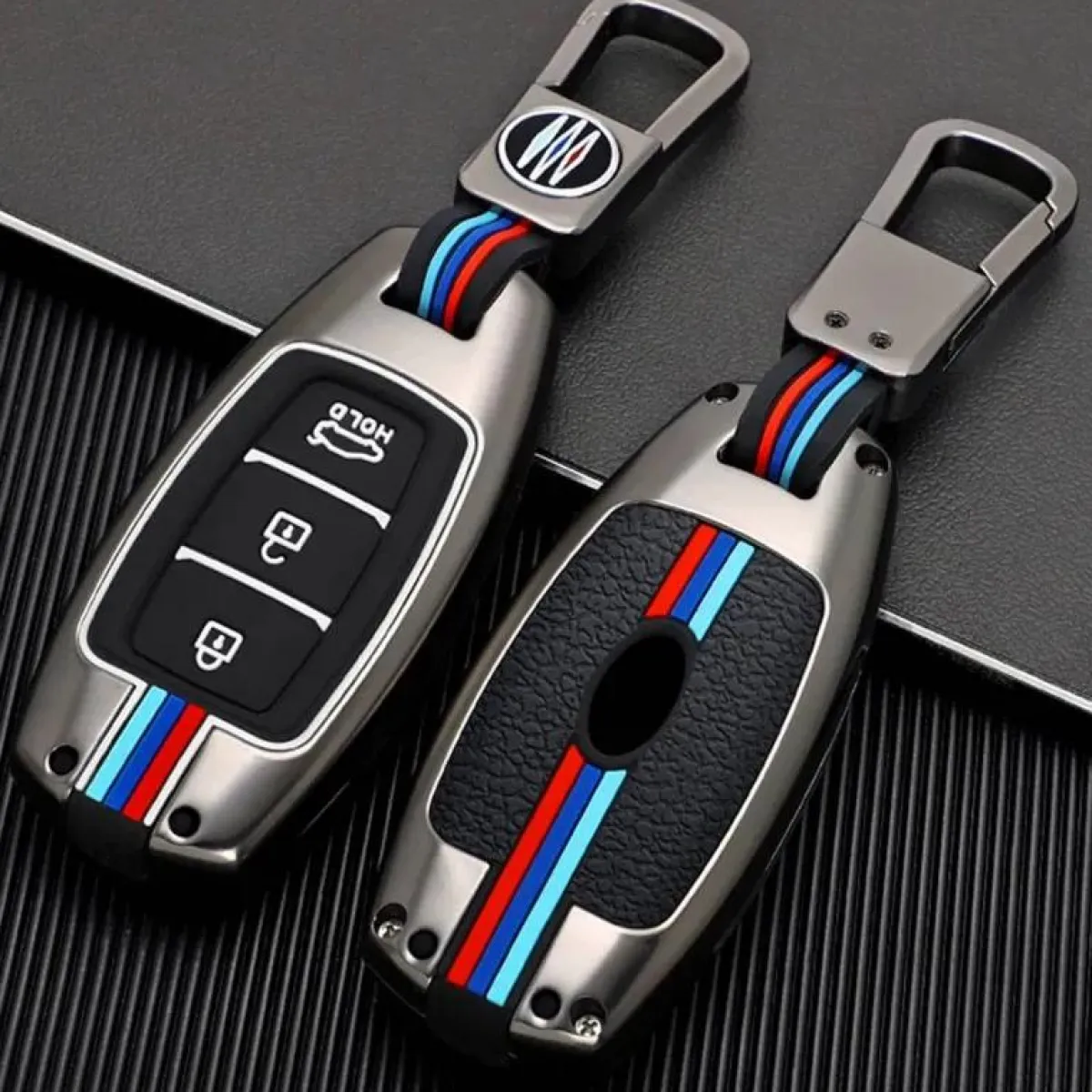 Metalen Sleutelhoesje voor Hyundai grijs D3 Autosleutelhoesjes