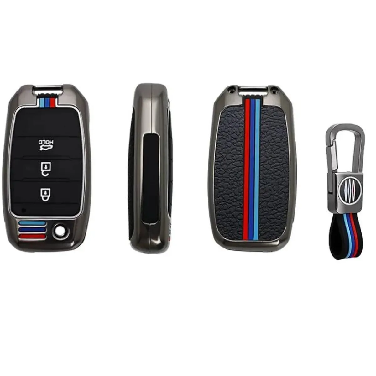 New Metalen Sleutelhoesje voor Kia grijs B3 Autosleutelhoesjes