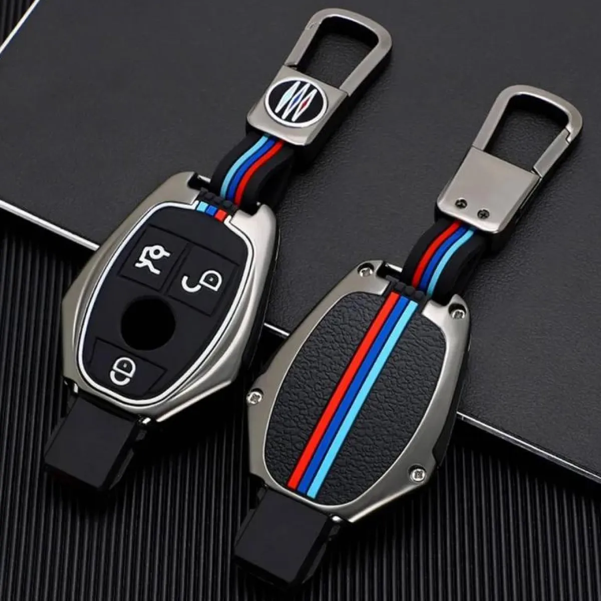 Discount Metalen Sleutelhoesje voor Mercedes grijs A3 Autosleutelhoesjes