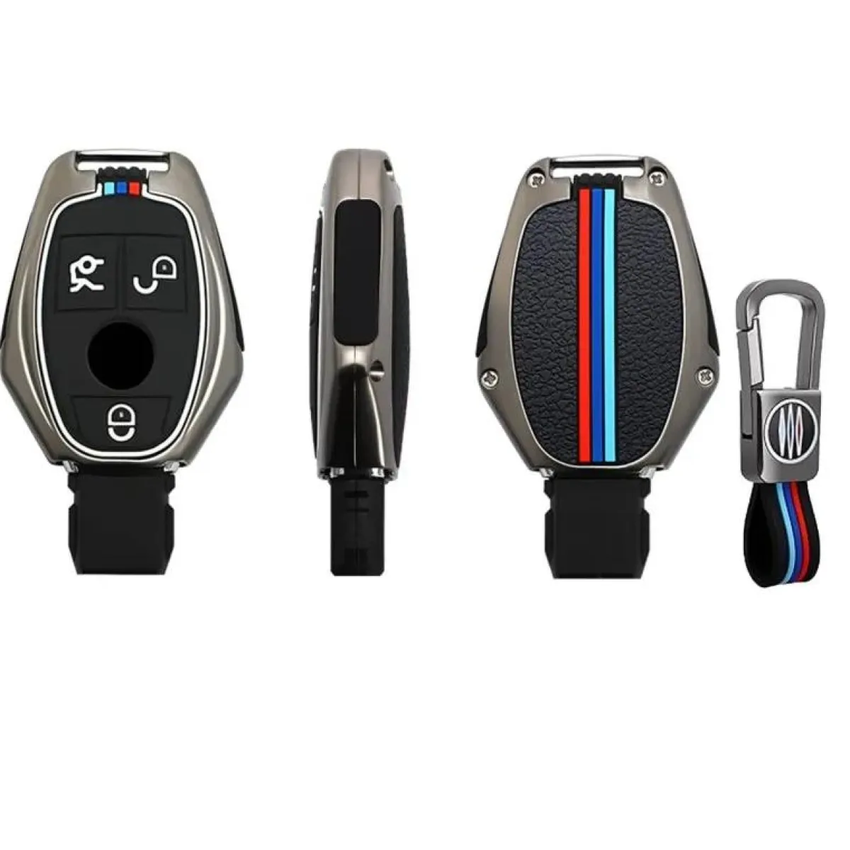 Discount Metalen Sleutelhoesje voor Mercedes grijs A3 Autosleutelhoesjes