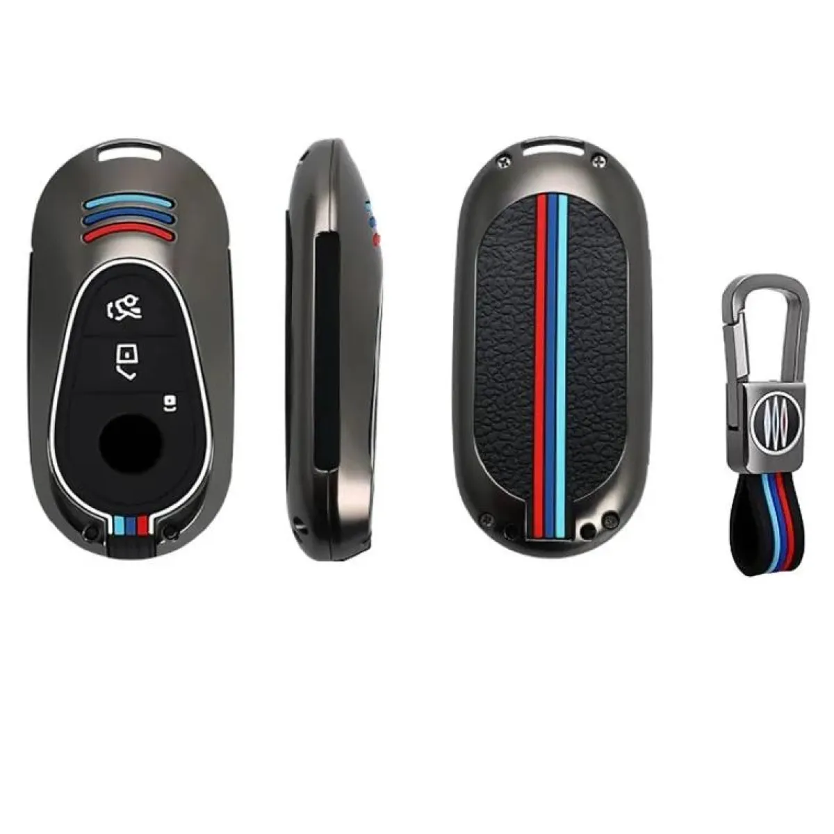 Best Metalen Sleutelhoesje voor Mercedes grijs C3 Autosleutelhoesjes