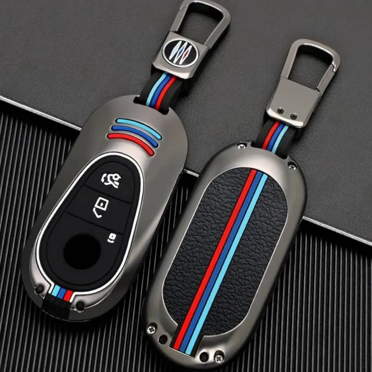 Best Metalen Sleutelhoesje voor Mercedes grijs C3 Autosleutelhoesjes
