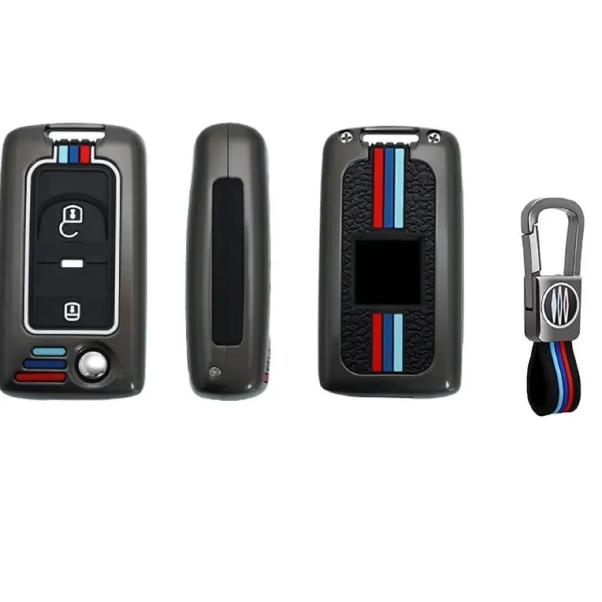 Outlet Metalen Sleutelhoesje voor Peugeot grijs D2 Autosleutelhoesjes