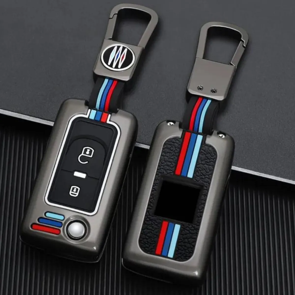 Outlet Metalen Sleutelhoesje voor Peugeot grijs D2 Autosleutelhoesjes
