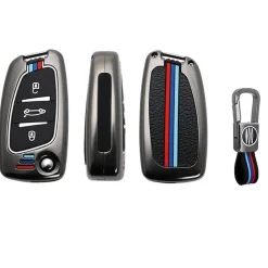 Online Metalen Sleutelhoesje voor Peugeot grijs C3 Autosleutelhoesjes