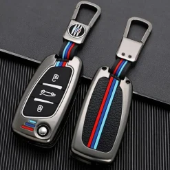 Online Metalen Sleutelhoesje voor Peugeot grijs C3 Autosleutelhoesjes