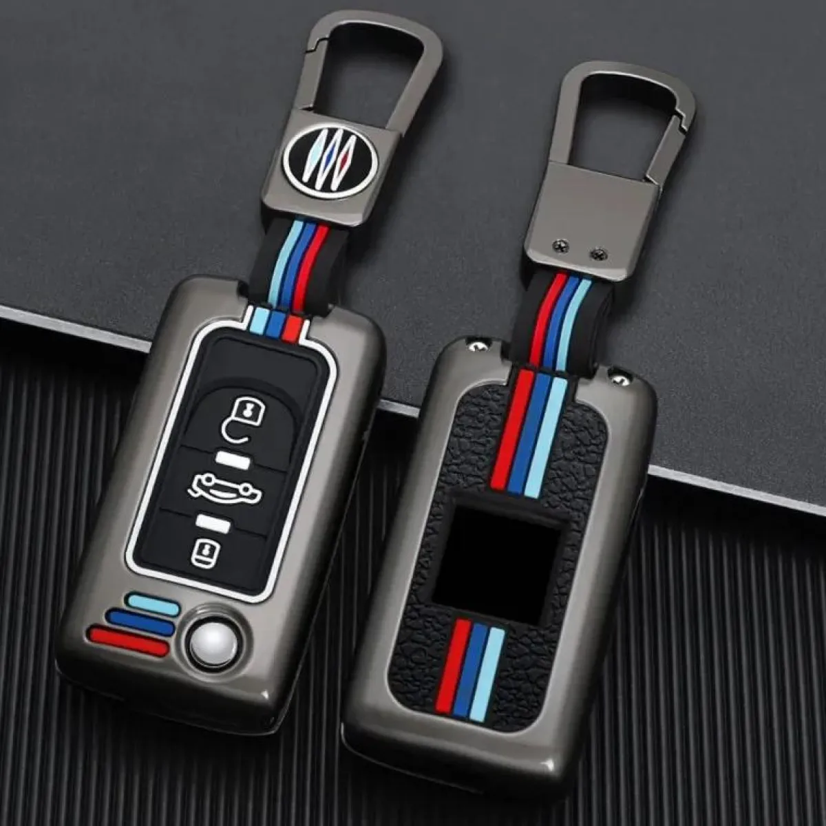Hot Metalen Sleutelhoesje voor Peugeot grijs D3 Autosleutelhoesjes
