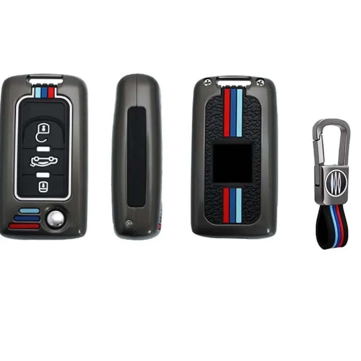 Hot Metalen Sleutelhoesje voor Peugeot grijs D3 Autosleutelhoesjes