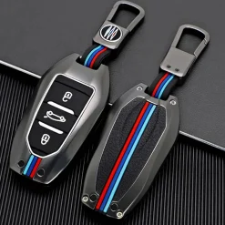 Clearance Metalen Sleutelhoesje voor Peugeot grijs B3 Autosleutelhoesjes