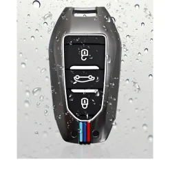 Clearance Metalen Sleutelhoesje voor Peugeot grijs B3 Autosleutelhoesjes