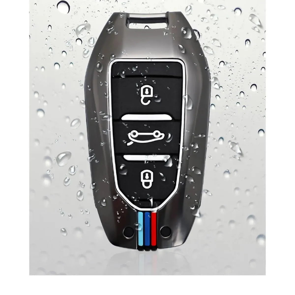 Clearance Metalen Sleutelhoesje voor Peugeot grijs B3 Autosleutelhoesjes