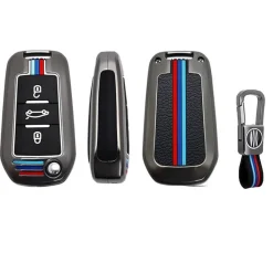 Online Metalen Sleutelhoesje voor Peugeot grijs A3 Autosleutelhoesjes
