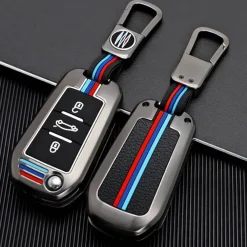 Online Metalen Sleutelhoesje voor Peugeot grijs A3 Autosleutelhoesjes