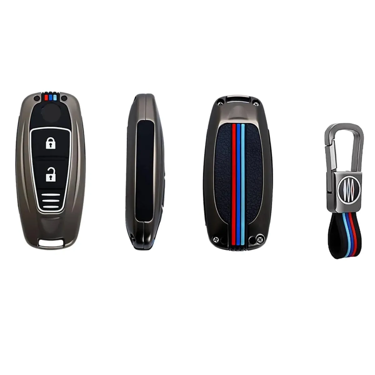 Discount Metalen Sleutelhoesje voor Suzuki grijs A3A Autosleutelhoesjes