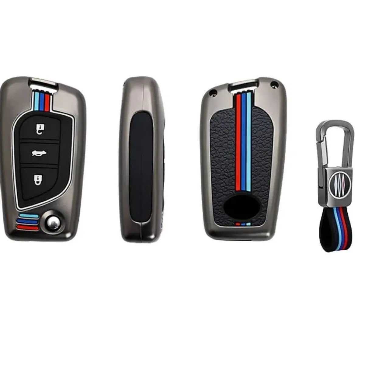 Metalen Sleutelhoesje voor Toyota grijs C3 Autosleutelhoesjes