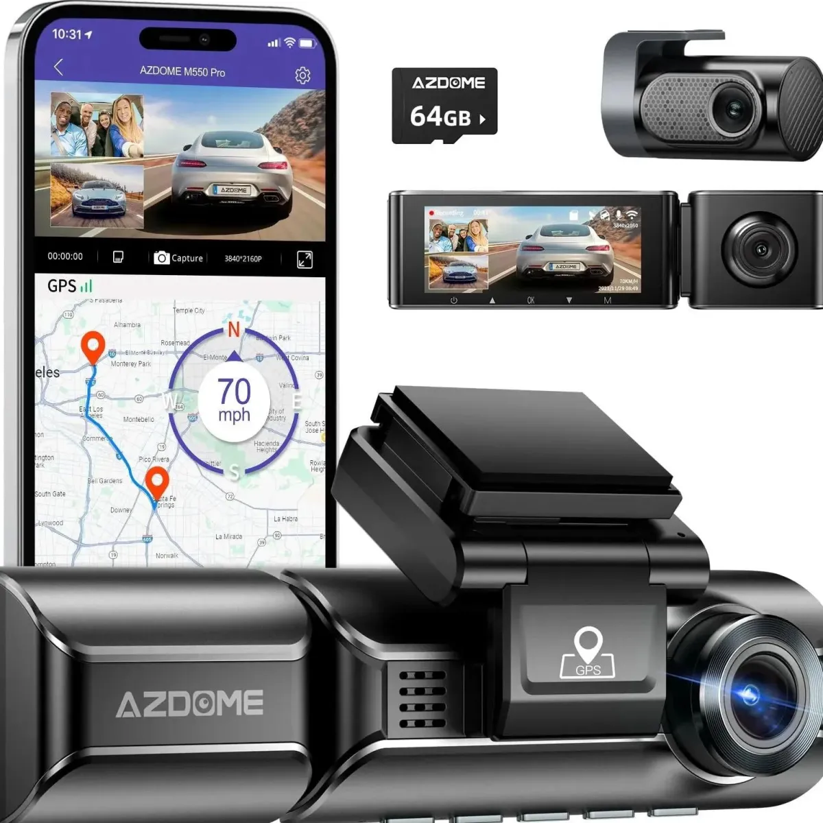 Online M550 Pro 3CH 4K Wifi GPS 64gb dashcam Dashcams