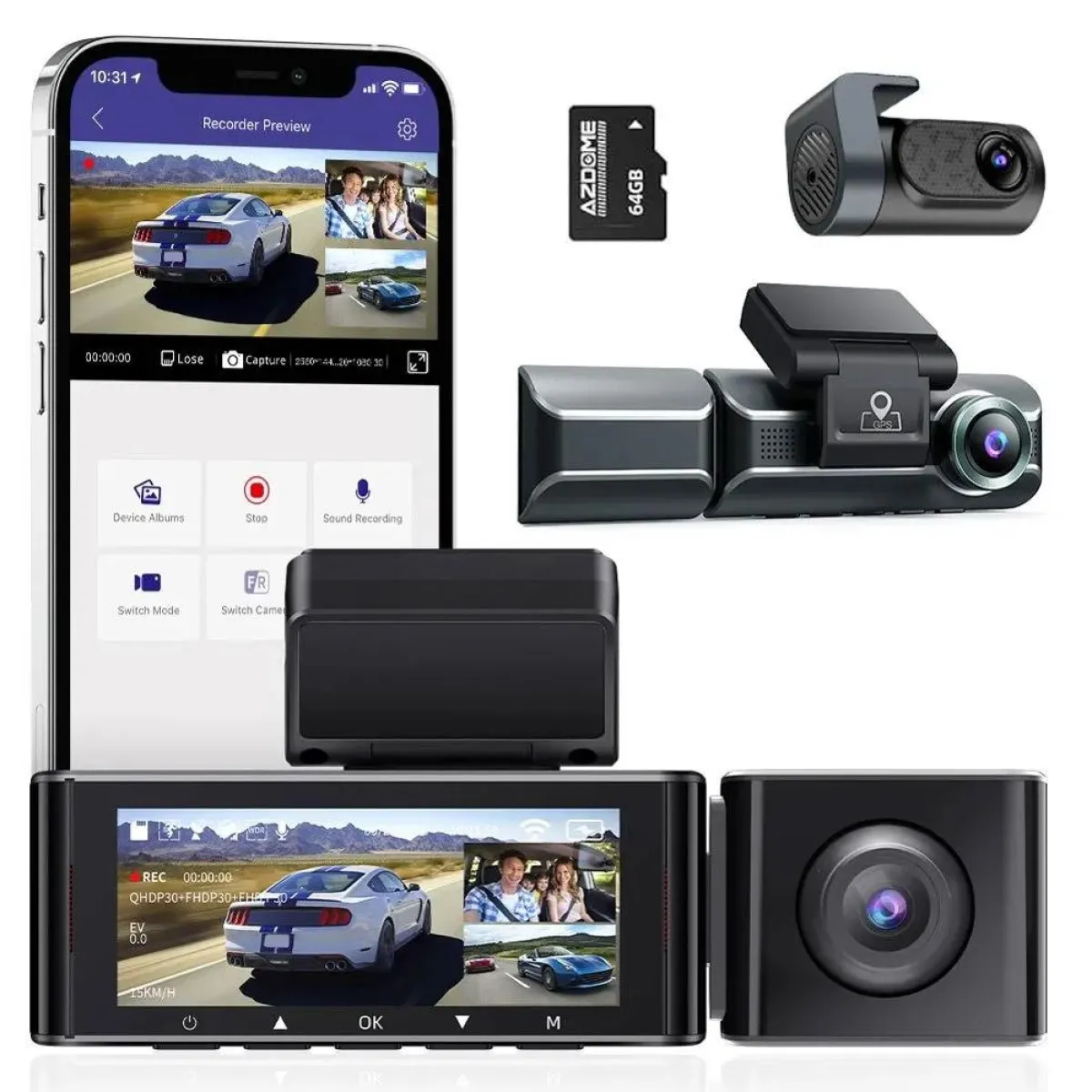 Online M550 Pro 3CH 4K Wifi GPS 64gb dashcam Dashcams