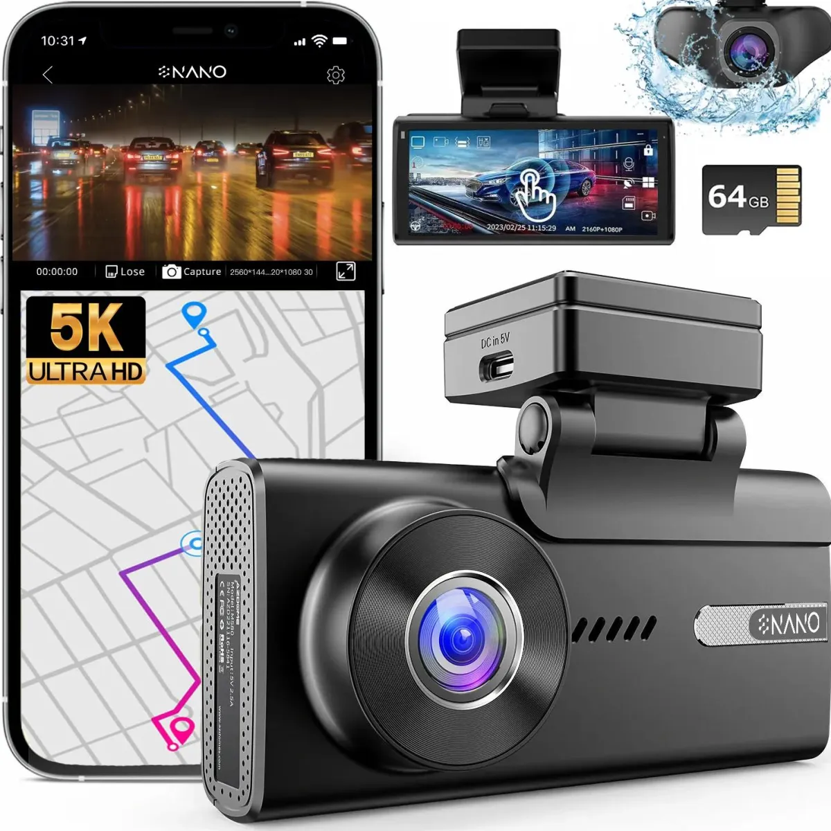 M93 Pro 5K Touch Wifi GPS 64gb dashcam Dashcams