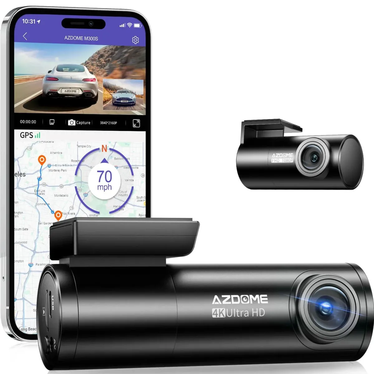 New M300S 4K 2CH Dual Wifi GPS 64gb dashcam Dashcams