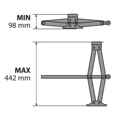 Hot Schaarkrik 2000 kg hefbereik 98-442 mm Autogereedschap