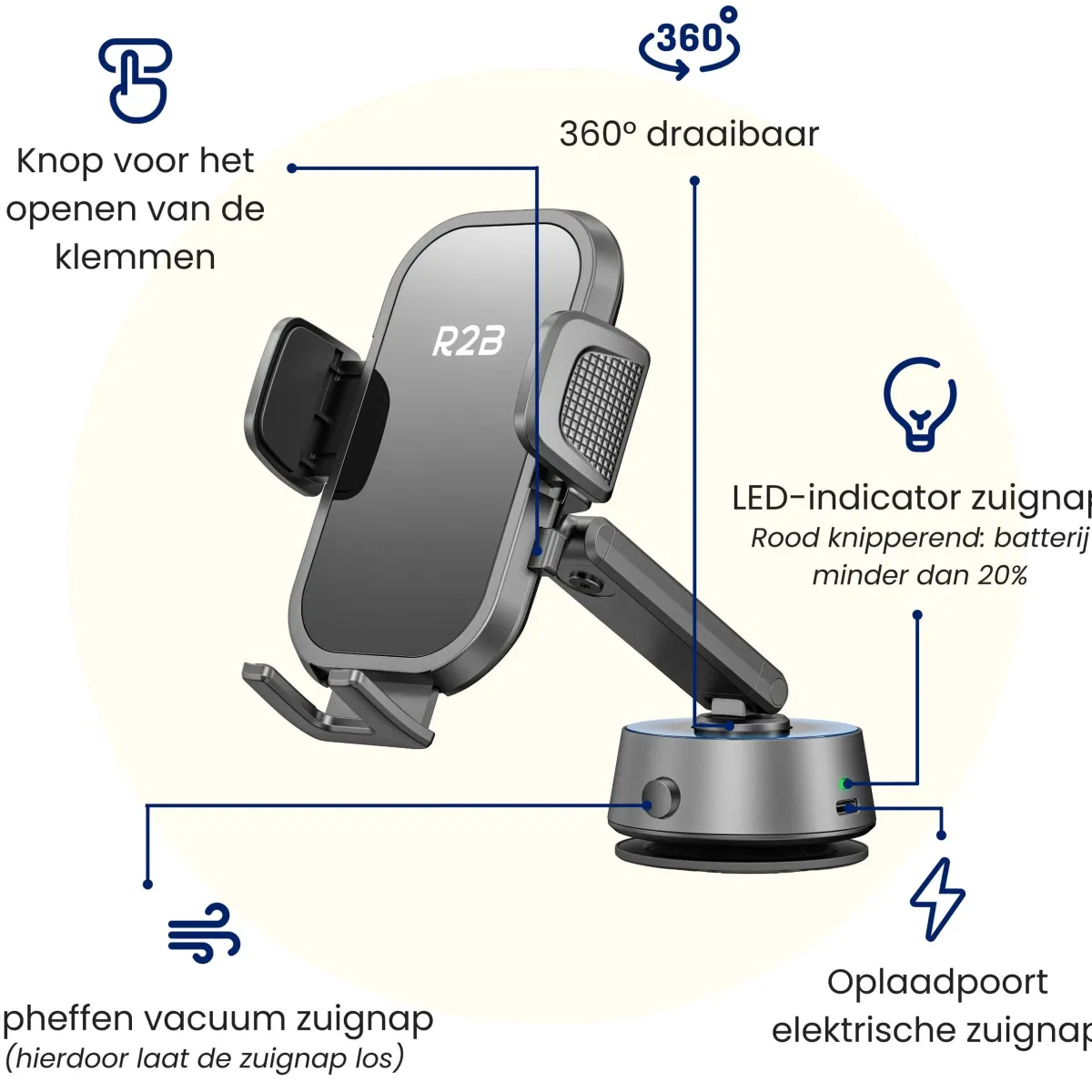 Clearance Telefoonhouder Auto - Elektrische Zuignap Telefoon & Tablethouders