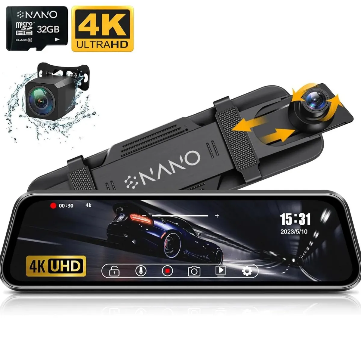 Clearance T55 4K 2CH Full Mirror Wifi GPS 32gb dashcam Dashcams