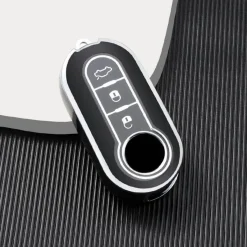 Best TPU Sleutelhoesje voor Fiat / Abart zwart A3 Autosleutelhoesjes